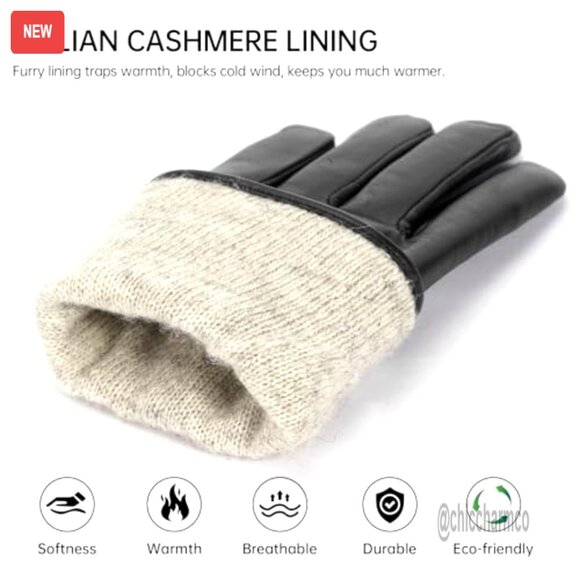 Women's Sheepskin Leather Gloves Cashmere Lined Touchscreen Driving Winter - Picture 2 of 7